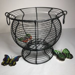 Metal Wire Basket Planter, Metal Decor Basket, Dark Gray, pre-owned